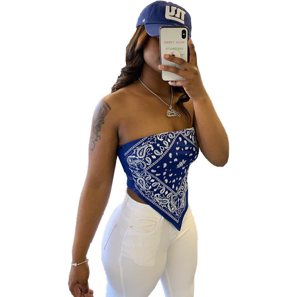 Printed bra bandanna top