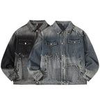 American Retro High Street Washed Destroyed Denim Jacket
