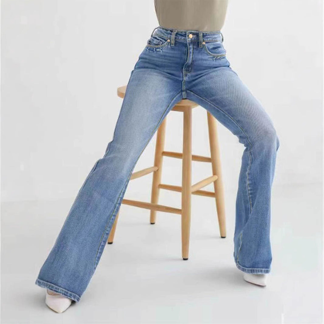 Fashion Slim Stretch High-waisted Boot-cut Pants Jeans