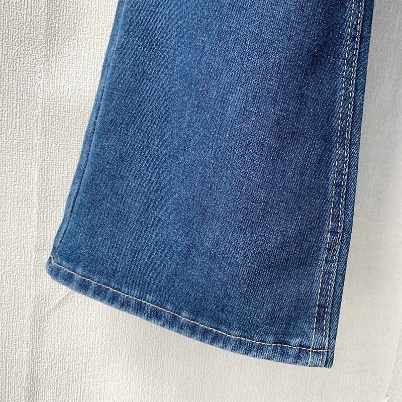 French Retro Blue High Waist Jeans Ladies New