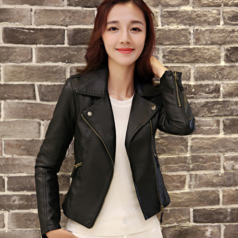 European And American Motorcycle Women's Clothing Leather Coat