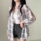 Contrast Color Stripe Chiffon Loose Sun-protection Shirt