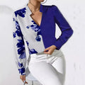 Printed Blouse V-neck Long Sleeve Women's Blouse